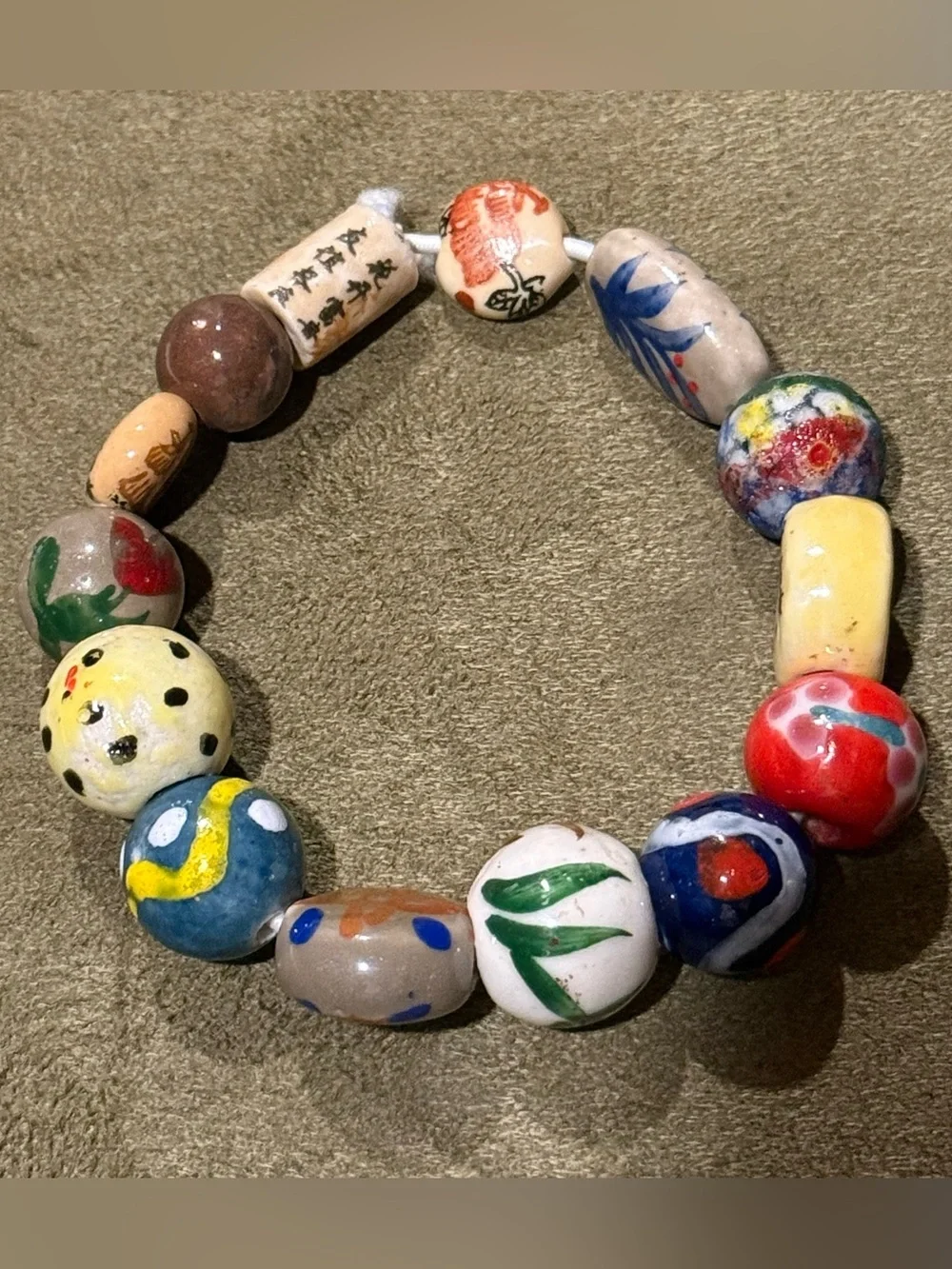Handcrafted Artisan Ceramic Bead Statement Bracelet by Queen Bee Designs